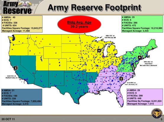 US Army Reserve Footprint Map with details